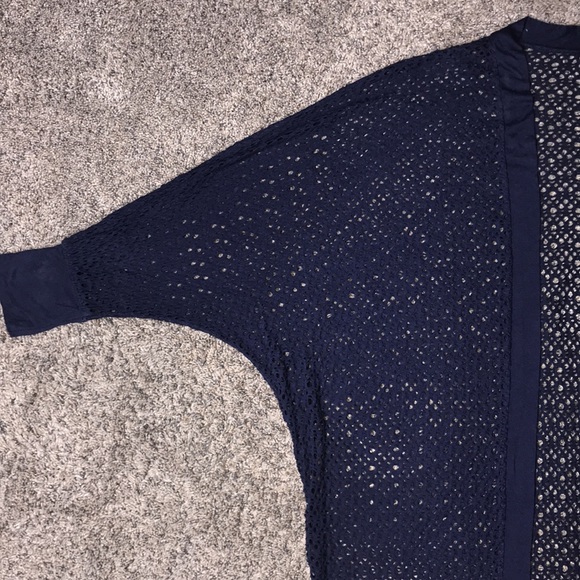 Unique open weave crochet like open front cardigan duster - Picture 6 of 10